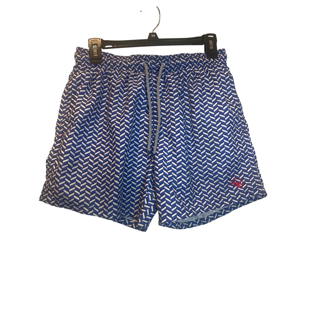 Ted Baker London Mens Blue White Chevron‎ Swim Trunks Shorts Size 3 Medium Beach